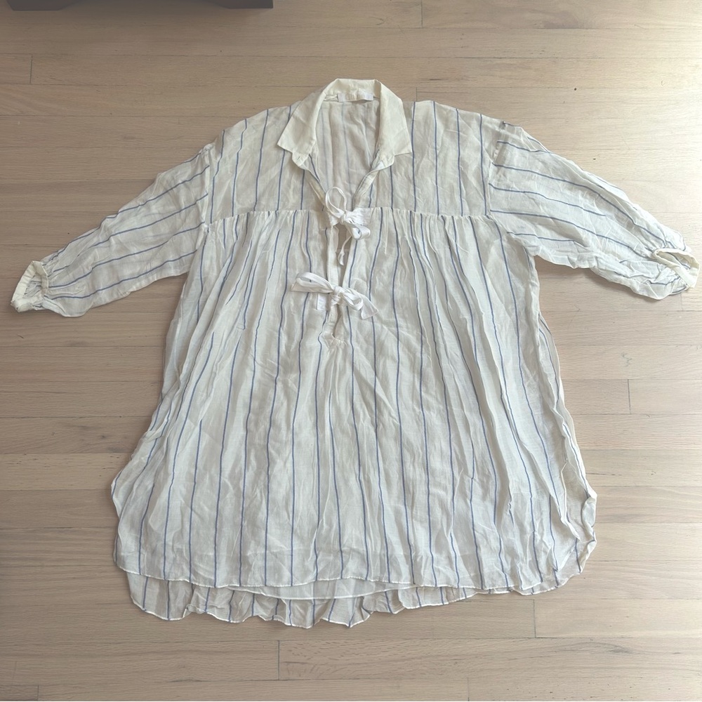 Chloe Cream and Blue Striped Blouse